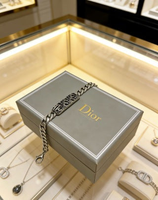 Dior Oblique Engraved Bar Chain Bracelet