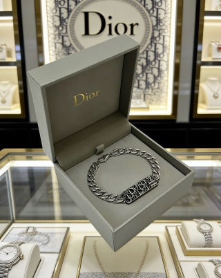Dior Oblique Engraved Bar Chain Bracelet