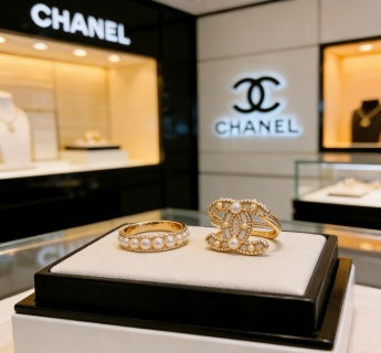 CHANEL Golden CC Signature Embellished Ring