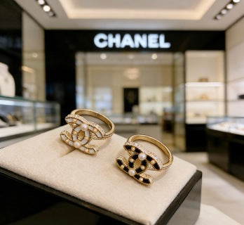 CHANEL Golden CC Signature Embellished Ring