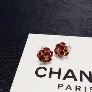 CHANEL Camellia Petal Bloom Stud Earrings