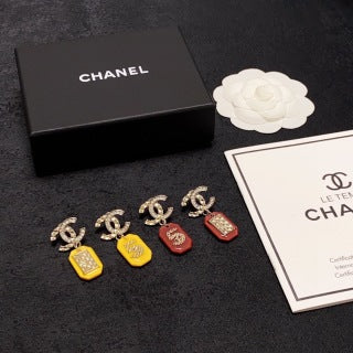 CHANEL Charm Tag CC Drop Earrings