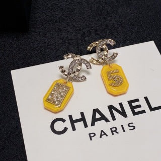 CHANEL Charm Tag CC Drop Earrings