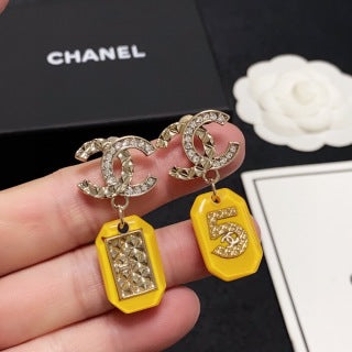 CHANEL Charm Tag CC Drop Earrings