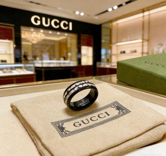 Gucci Interlocking G Black Crystal Pavé Ring