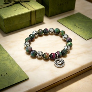 Gucci Interlocking G Gemstone Bead Medallion Bracelet