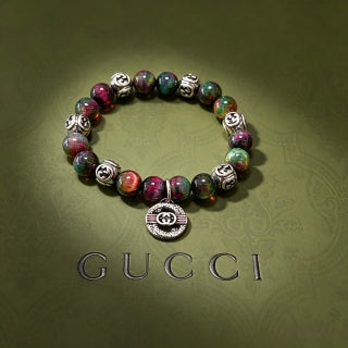 Gucci Interlocking G Gemstone Bead Medallion Bracelet