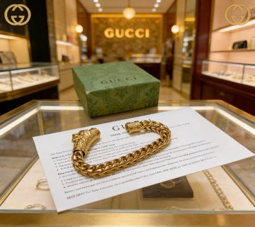 Gucci Interlocking G Lion Head Chain Link Bracelet
