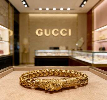Gucci Interlocking G Lion Head Chain Link Bracelet
