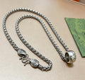 Gucci Interlocking G Double Pendant Snake Chain Necklace