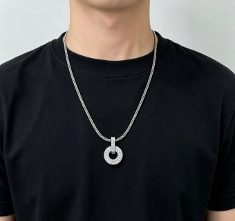 Bvlgari Silver Circle Crystal Pendant Necklace – Elegant Luxury Jewelry