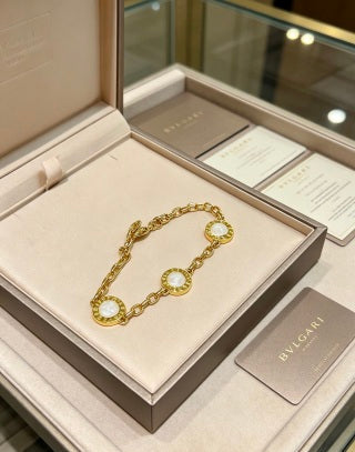 Bvlgari Gold Pearl Accent Link Bracelet – Elegant Luxury Jewelry