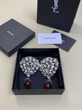 YSL Garnet Crystal Bloom Drop Earrings