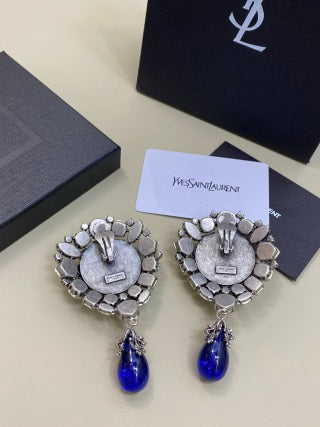 YSL Crystal Cascade Sapphire Drop Earrings
