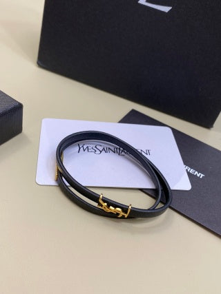 YSL Cassandre Leather Wrap Bracelet