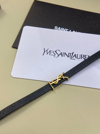 YSL Cassandre Leather Wrap Bracelet