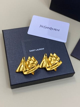 YSL Voyage Doré Sailboat Clip Earrings