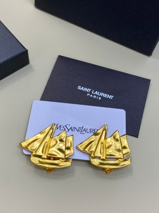 YSL Voyage Doré Sailboat Clip Earrings