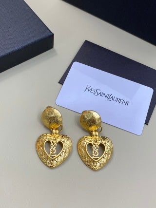 YSL Cœur Baroque Medallion Clip Earrings