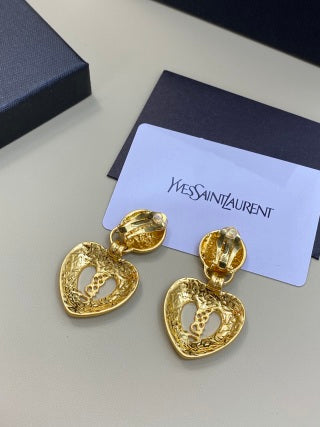 YSL Cœur Baroque Medallion Clip Earrings