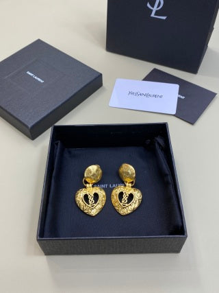YSL Cœur Baroque Medallion Clip Earrings