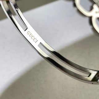 Gucci Interlocking G Double Band Crystal Edge Cuff Bracelet