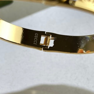 Gucci Interlocking G Center Logo Filigree Crystal Cuff Bracelet