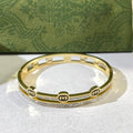 Gucci Interlocking G Trio Crystal Line Open Cuff Bracelet