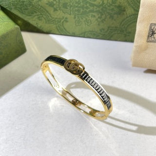 Gucci Interlocking G Grosgrain Stripe Cuff Bracelet
