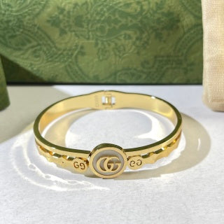 Gucci Interlocking G Center Logo Double Charm Cuff Bracelet