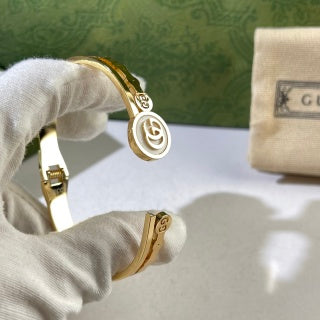 Gucci Interlocking G Center Logo Double Charm Cuff Bracelet