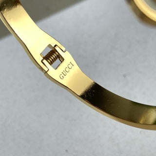 Gucci Interlocking G Center Logo Double Charm Cuff Bracelet