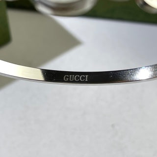 Gucci Interlocking G Circular Link Crystal Accent Cuff Bracelet