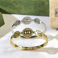 Gucci Interlocking G Trio Medallion Crystal Border Cuff Bracelet