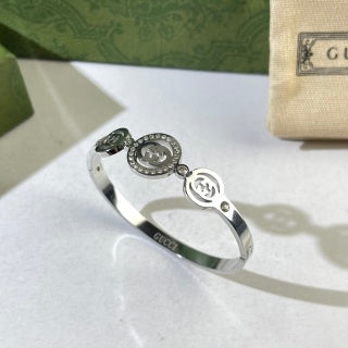 Gucci Interlocking G Trio Medallion Crystal Border Cuff Bracelet