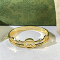 Gucci Interlocking G Center Medallion Crystal Link Cuff Bracelet