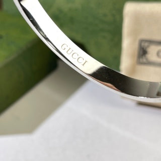 Gucci Crystal Accent Interlocking G Bezel Cuff Bracelet