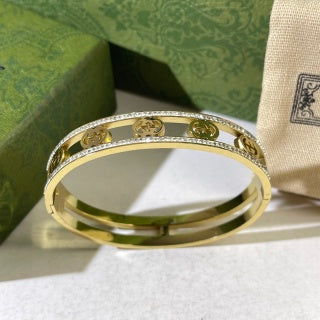 Gucci Interlocking G Trio Medallion Pavé Edge Cuff Bracelet