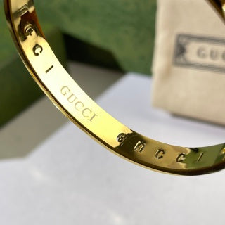Gucci Interlocking G Circular Pendant Pavé Edge Cuff Bracelet