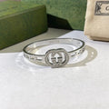 Gucci Interlocking G Oval Crystal Halo Cuff Bracelet