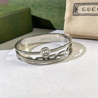 Gucci Interlocking G Double Pavé Line Cuff Bracelet