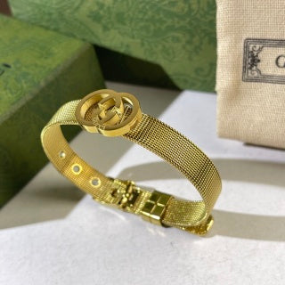 Gucci Interlocking G Mesh Texture Cuff Bracelet