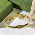 Gucci Triple Interlocking G Medallion Textured Cuff Bracelet