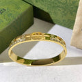 Gucci Interlocking G Oval Emblem Crystal Line Cuff Bracelet