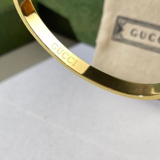 Gucci Round Interlocking G Crystal Bezel Charm Cuff Bracelet