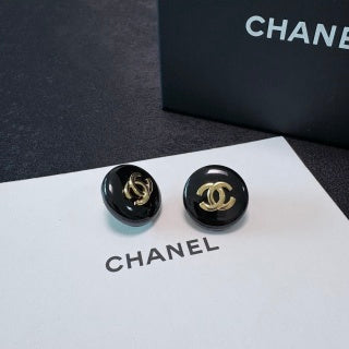 CHANEL Noir Medallion CC Stud Earrings