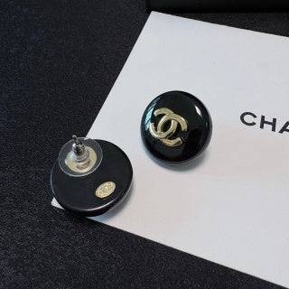 CHANEL Noir Medallion CC Stud Earrings