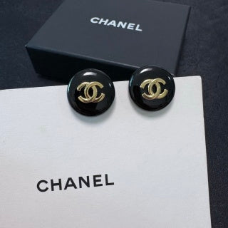 CHANEL Noir Medallion CC Stud Earrings