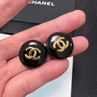 CHANEL Noir Medallion CC Stud Earrings