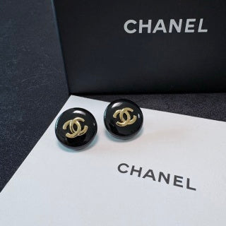 CHANEL Noir Medallion CC Stud Earrings